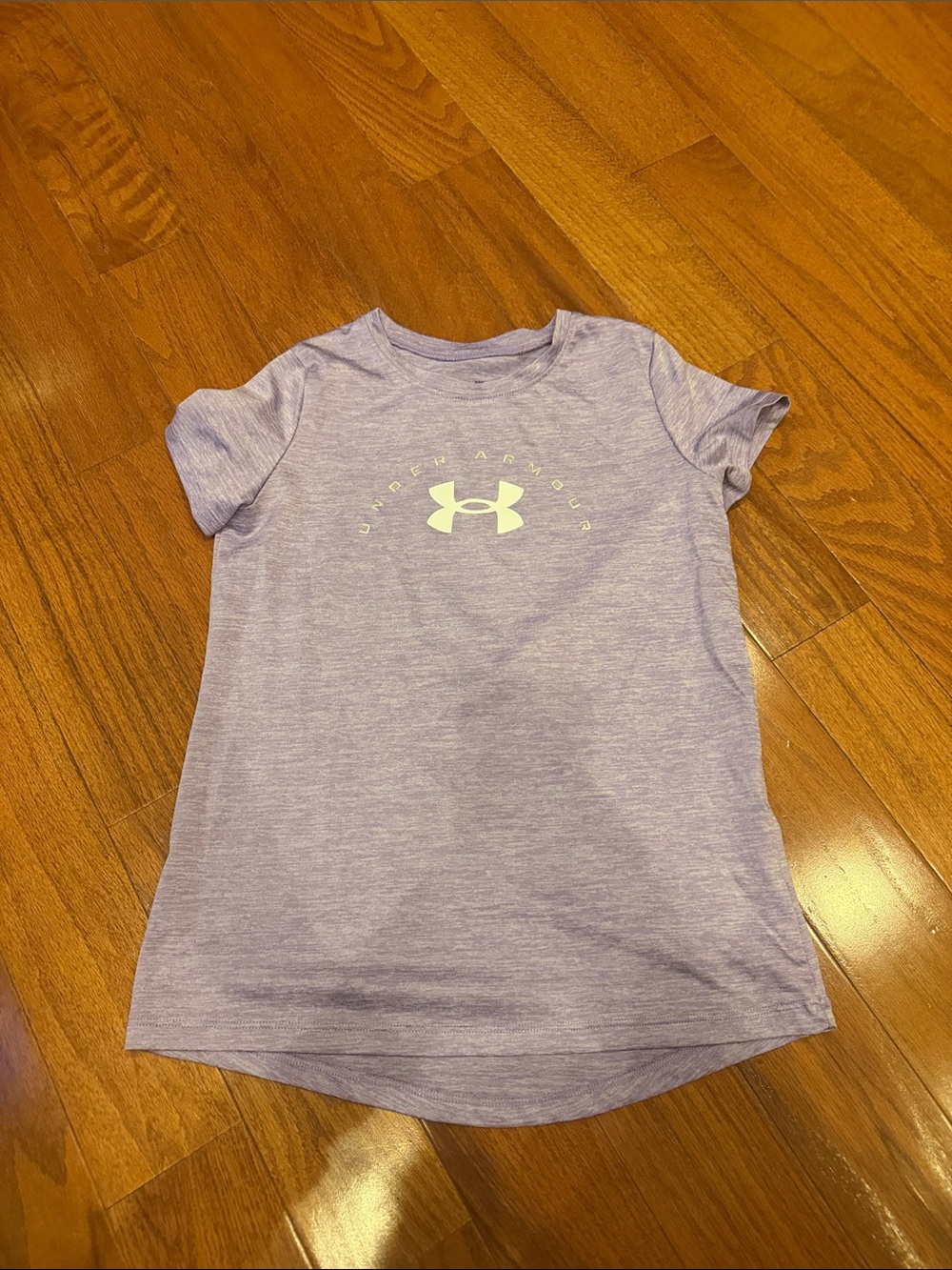 Under Armour Heather Lilac Girls' Short Sleeve Logo Tee - loose fit